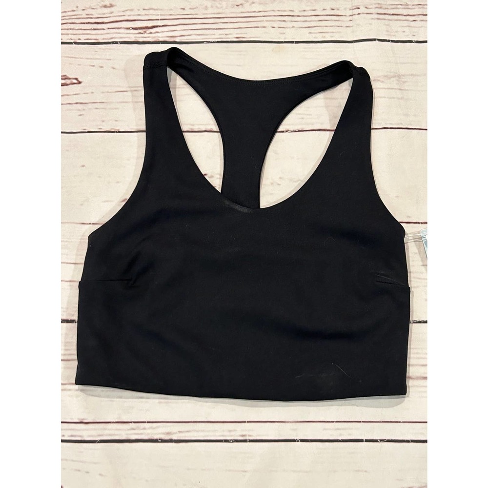 Zella XS Medium Support Yoga Sports Bra Dark Grey/Black Activewear